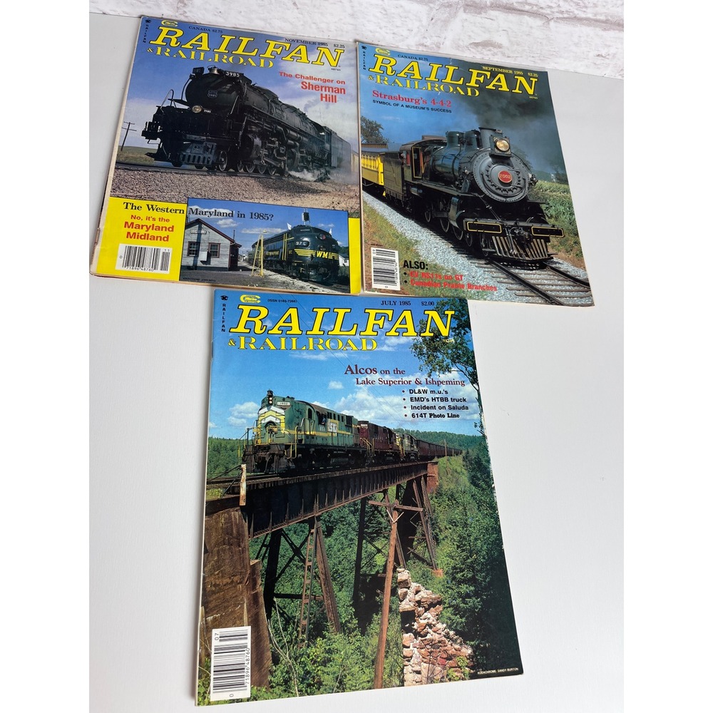 Vintage Railfan & Railroad Magazine 1985 3 Issues Train History July Sept Nov